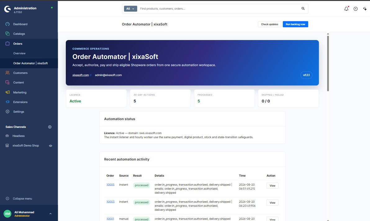 Order Automator Shopware 6 | xixaSoft